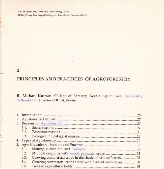 Agroforestry: Principles and Practices
